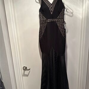 Black Embellished Backless Maxi Dress